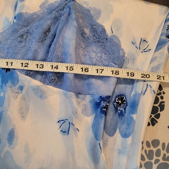 Jones New York Blue Floral Satin Nightgown With Lace Trim Adjustable Straps XL - Picture 11 of 11